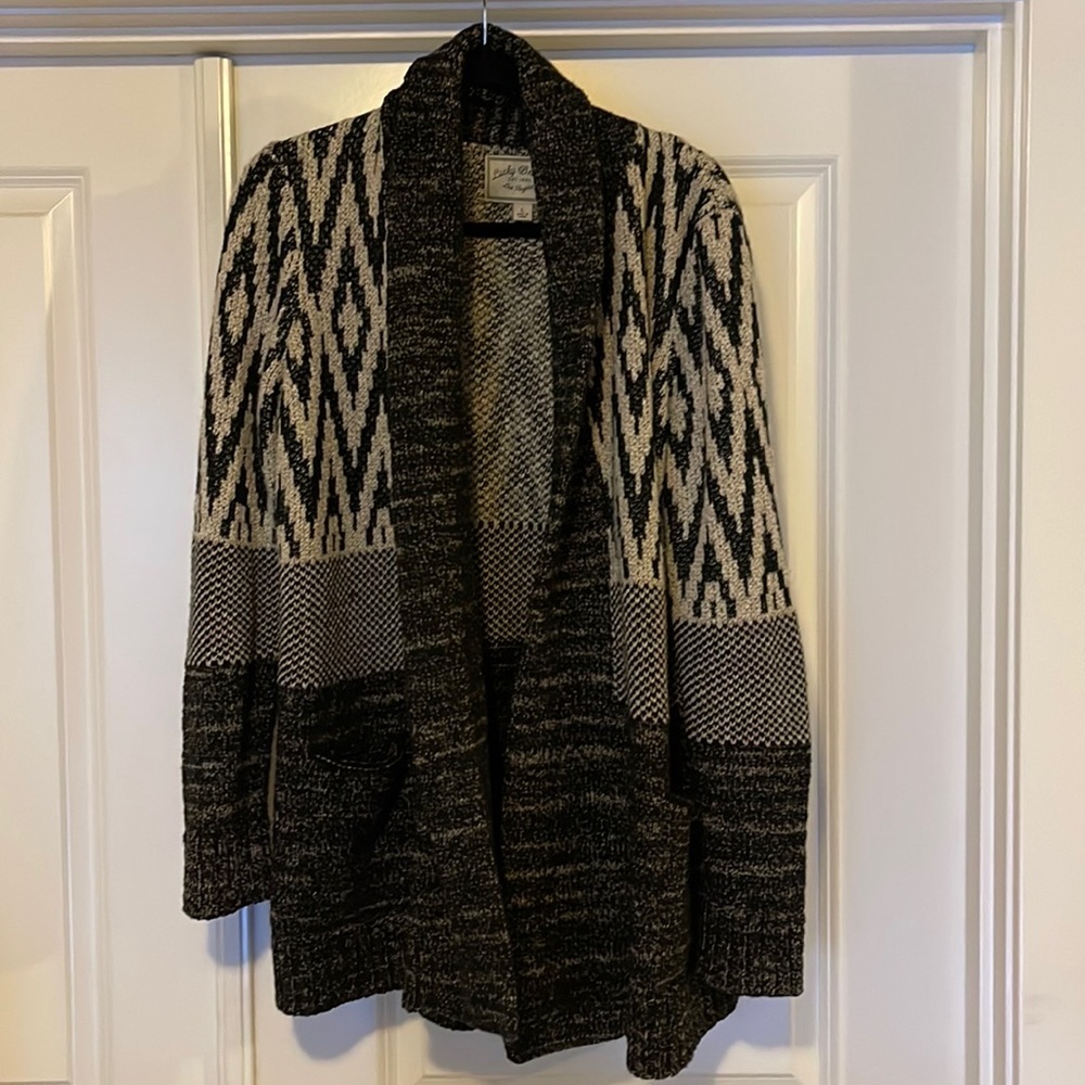 Lucky Brand Stargazer Pattern Chunky Knit Cardigan Sweater